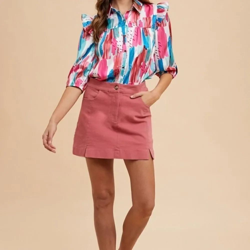 Annie Wear Comfort Stretch Cotton Slit Detailed Mini XL Skirt